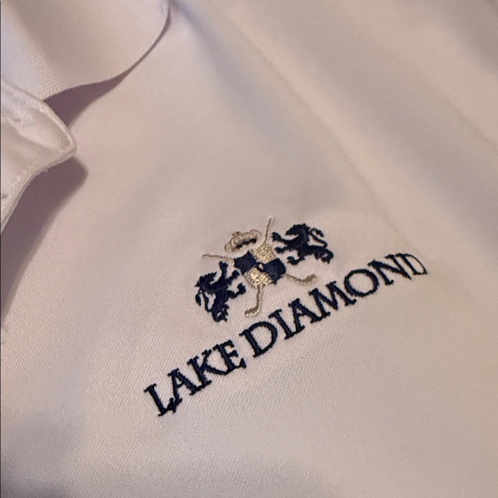 White Men's Long Sleeve Golf Shirt - Picture 3 of 3
